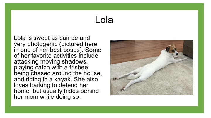 Description of white cat named Lola
